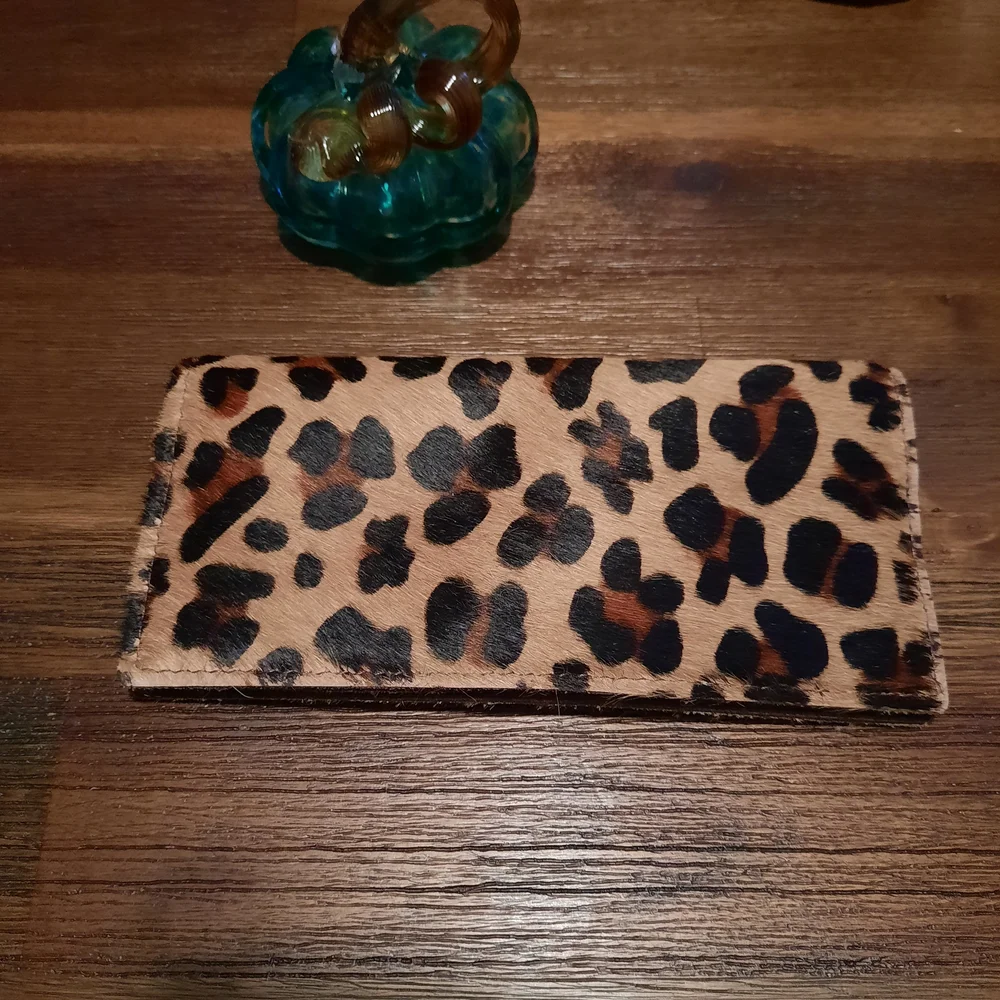 Leopard Patterned Wallet with Rhinestone Accent - Picture 3 of 4